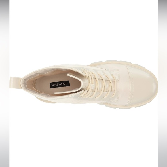 New in Box NINE WEST Women's Obri2 Ankle Combat Boot Ivory size 8 - Picture 6 of 11